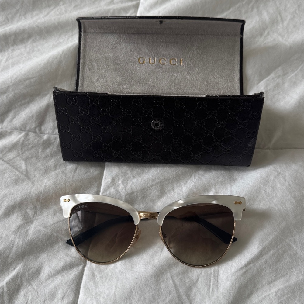 Gucci Ivory and Gold Sunglasses